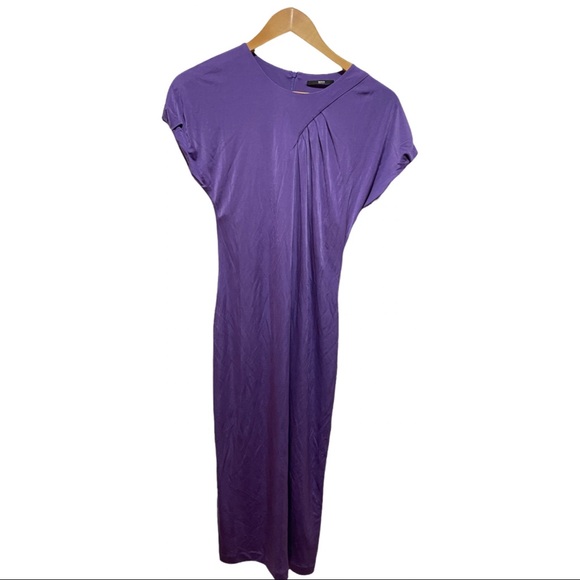 Gorgeous Purple Hugo Boss Ruched MIDI Dress - Picture 7 of 9